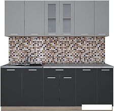 Готовая кухня Интерлиния Мила 21 (антрацит/серебро)