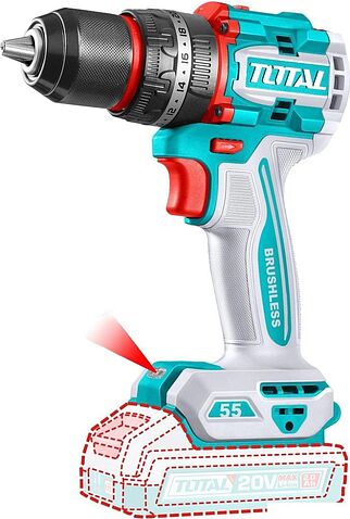 Ударная дрель-шуруповерт Total TIDLI20558 (с 2-мя АКБ, кейс)