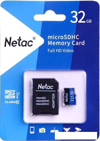 Карта памяти Netac P500 Standard 32GB NT02P500STN-032G-R + адаптер
