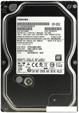 Жесткий диск Toshiba DT01ABA V 1TB DT01ABA100V