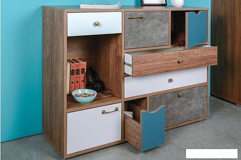 Комод Mobi Вайс 10.104 (морское дерево К 015PW-камень т.-0244 SU-белый пр.)