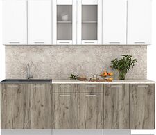 Готовая кухня Интерлиния Мила 24 (белый платинум/дуб серый/малага)