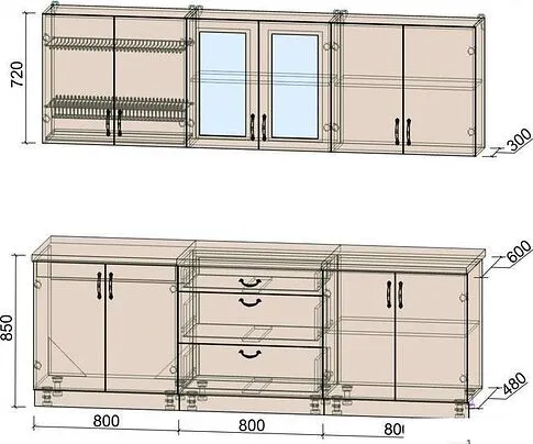 Готовая кухня Интерлиния Мила Крафт 2.4Б (дуб английский)