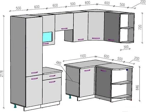 Готовая кухня ВерсоМебель Эко-6 1.3x2.8 правая (северное дерево светлое/сев дерево темное)
