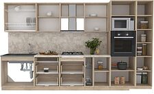 Готовая кухня Интерлиния Мила 3.6 ВТ (белый платинум/белый платинум/дуб бунратти)