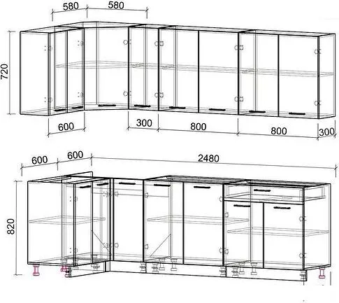 Готовая кухня Интерлиния Мила Лайт 1.2x2.5 без столешницы (дуб золотой/антрацит)