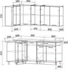 Угловая кухня Интерлиния Мила Лайт 1.2x1.8 (серебро/антрацит) Угловая кухня Интерлиния Мила Лайт 1.2x1.8 (серебро/антрацит)