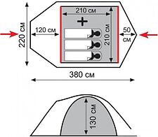 Треккинговая палатка TRAMP Lite Camp 3 (песочный)