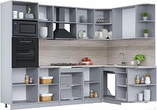 Готовая кухня Интерлиния Мила Лайт 1.68x2.8 правая (белый платинум/бетон портленд/белый гранит) Готовая кухня Интерлиния Мила Лайт 1.68x2.8 правая (белый платинум/бетон портленд/белый гранит)