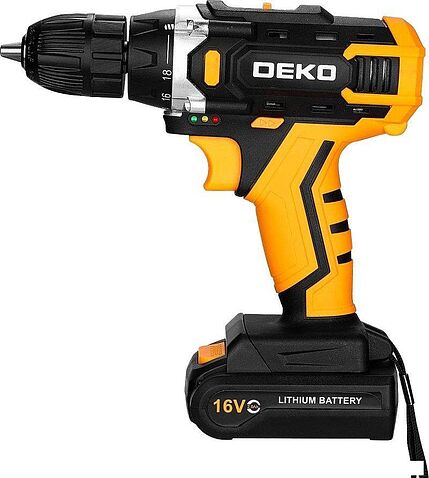 Дрель-шуруповерт Deko Sharker 16V 083-1108 (с 2-мя АКБ, кейс)