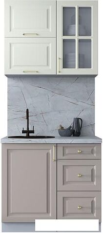 Готовая кухня Интерлиния Мила Шато 0.9Б (белый/луна/серый каспий)