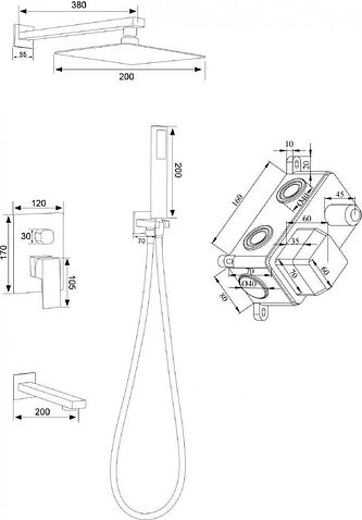 Душевая система  РМС SUS129BL-2S