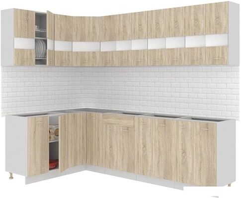 Готовая кухня Кортекс-мебель Корнелия Экстра 1.5x2.7 без столешницы (дуб сонома)