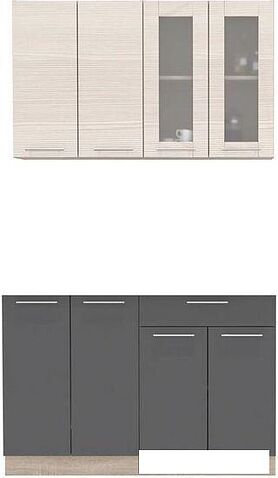 Готовая кухня Интерлиния Мила 12 без столешницы (вудлайн кремовый/антрацит)