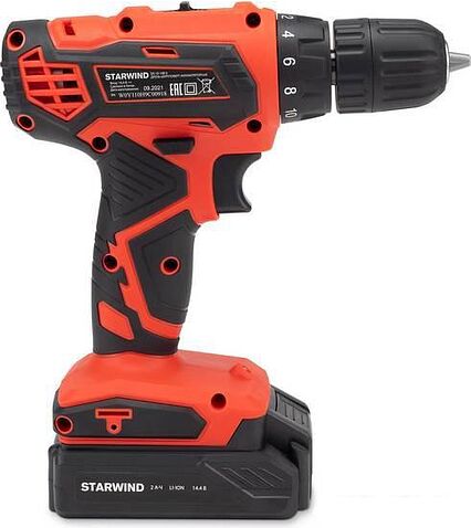 Дрель-шуруповерт StarWind DS-10-14B-2 KWCD2102 (с 2-мя АКБ, кейс)