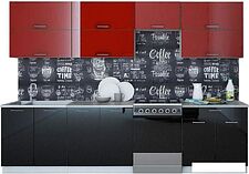 Кухня Интерлиния Мила Gloss 60-30 (бордовый/черный)