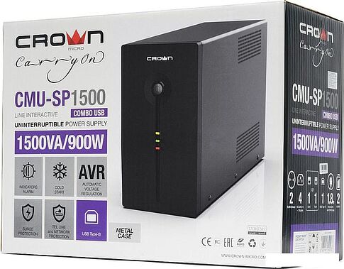 Источник бесперебойного питания CrownMicro CMU-SP1500 Combo USB