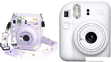 Фотоаппарат Fujifilm Instax Mini 12 (белый) + розовый чехол Sundays с ремнем Фотоаппарат Fujifilm Instax Mini 12 (белый) + розовый чехол Sundays с ремнем