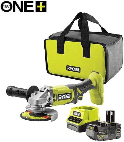 Угловая шлифмашина Ryobi RAG18125-1C40S 5133005643 (с 1-им АКБ, сумка)