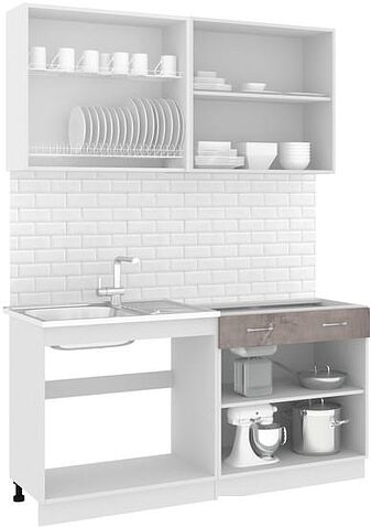 Готовая кухня Кортекс-мебель Корнелия Лира-лайт 1.6м без столешницы (розовый/оникс)