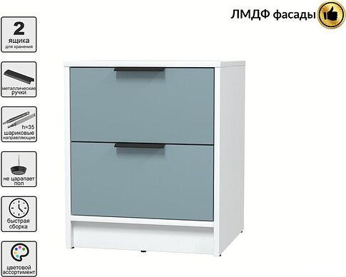 Тумба Интерлиния Концепт КТ-ТК1-57 Глосс (белый платинум/океан)