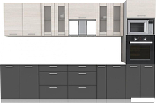 Готовая кухня Интерлиния Мила 3.2 ВТ без столешницы (вудлайн кремовый/антрацит)