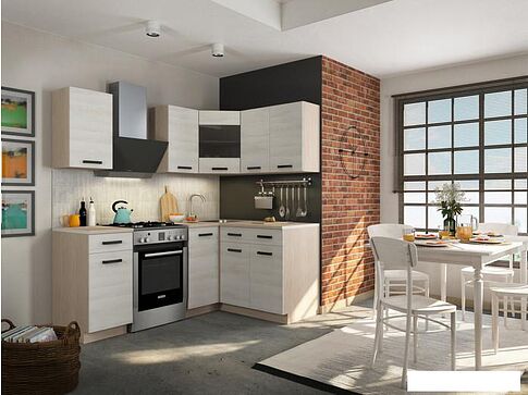 Готовая кухня Genesis Мебель Алиса Loft №2 1.4x1.4 (дуб сонома/сосна белый)