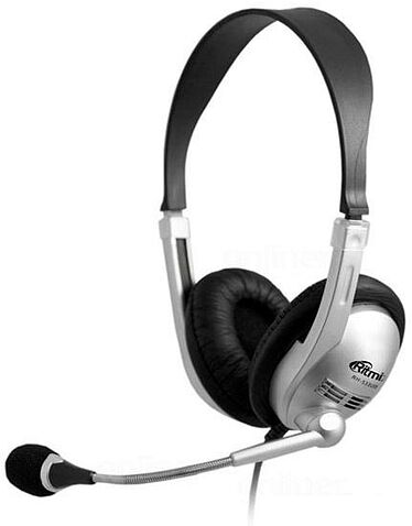 Наушники с микрофоном Ritmix RH-533 USB (серебристый)