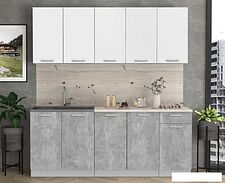 Готовая кухня Интерлиния Мила Лайт 2.0 (белый платинум/бетон/бискайская сосна)