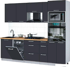 Готовая кухня Интерлиния Мила Gloss 2.45-ПМ3 (пепел/пепел/дуб бунратти)