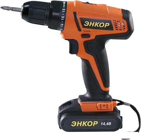 Дрель-шуруповерт Энкор ДША-2 14,4ЭР/10Л (с 2-мя АКБ)