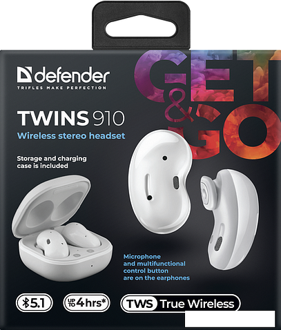 Наушники Defender Twins 910 (белый)
