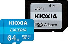 Карта памяти Kioxia Exceria microSDXC LMEX1L064GG2 64GB (с адаптером) Карта памяти Kioxia Exceria microSDXC LMEX1L064GG2 64GB (с адаптером)