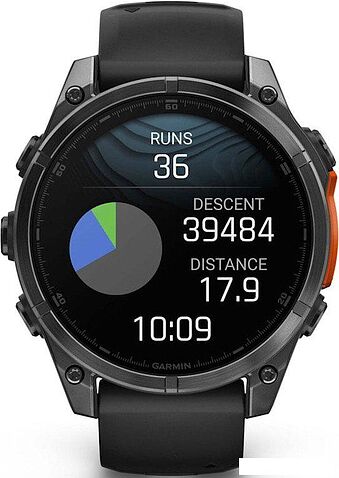 Умные часы Garmin Fenix 8 47мм (серый, черный силиконовый ремешок)