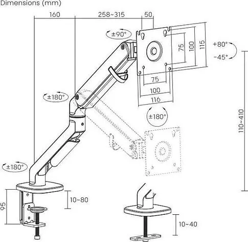 Кронштейн Ultramounts UM734SIL (серебристый)