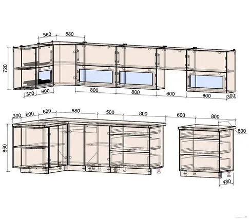 Угловая кухня Интерлиния Мила Матте 1.5x3.6 Б левая (белый/мята/опал светлый)