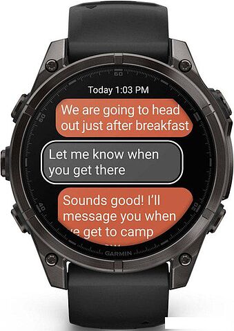 Умные часы Garmin Fenix 8 Sapphire, Titanium 47мм (угольно-черный DLC, пепельно-черный силиконовый ремешок)