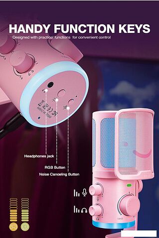 Проводной микрофон FIFINE TAM6 (розовый)