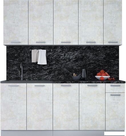Готовая кухня Интерлиния Мила Лайт 1.9 (бетон лайт/бетон лайт/кастилло темный)