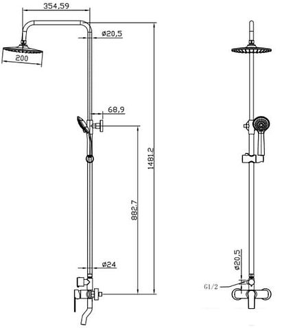 Душевая система Milardo Helic HELSB1FM06