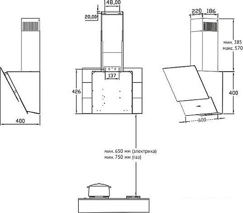 Кухонная вытяжка Korting KHC 65070 GW