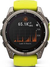 Умные часы Garmin Fenix 8 Solar, Sapphire 51мм (титановый, желтый силиконовый ремешок)