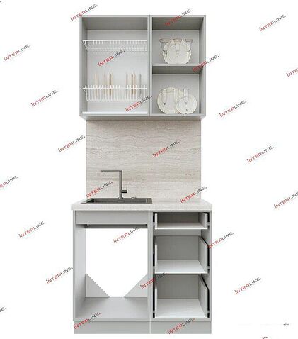 Готовая кухня Интерлиния Берес 0.9А (дуб лазурный/дуб лазурный/дуб бунратти)