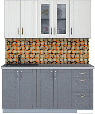 Готовая кухня Интерлиния Мила Крафт 1.6Б (дуб серый/дуб полярный/травертин серый)