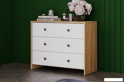 Комод Mio Tesoro Дольче 3 ящика (дуб золотистый/белый)
