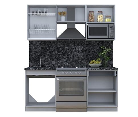 Готовая кухня Интерлиния Тренд 1.8В (пепел/пепел/опал светлый)