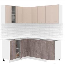 Готовая кухня Кортекс-мебель Корнелия Лира 1.5x1.9 без столешницы (капучино/оникс)