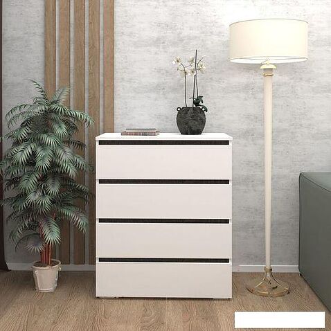 Комод Кортекс-мебель Бари 80 4ш (белый/белый/береза)