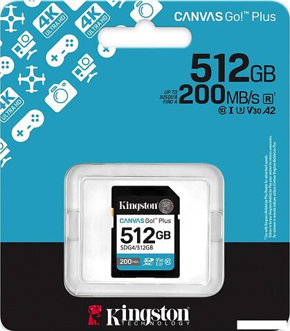 Карта памяти Kingston Canvas Go! Plus SDXC 512GB SDG4/512GB
