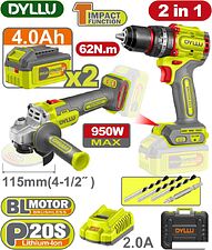 Dyllu DTCK20273 (шуруповерт, болгарка, 2 АКБ, кейс)